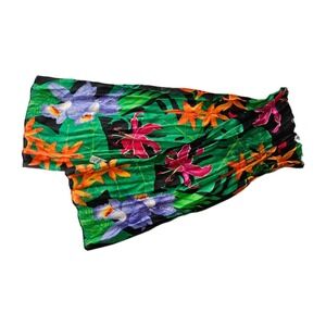 Vtg Liz Claiborne Tropical Floral Island Silk Scarf Made In Japan